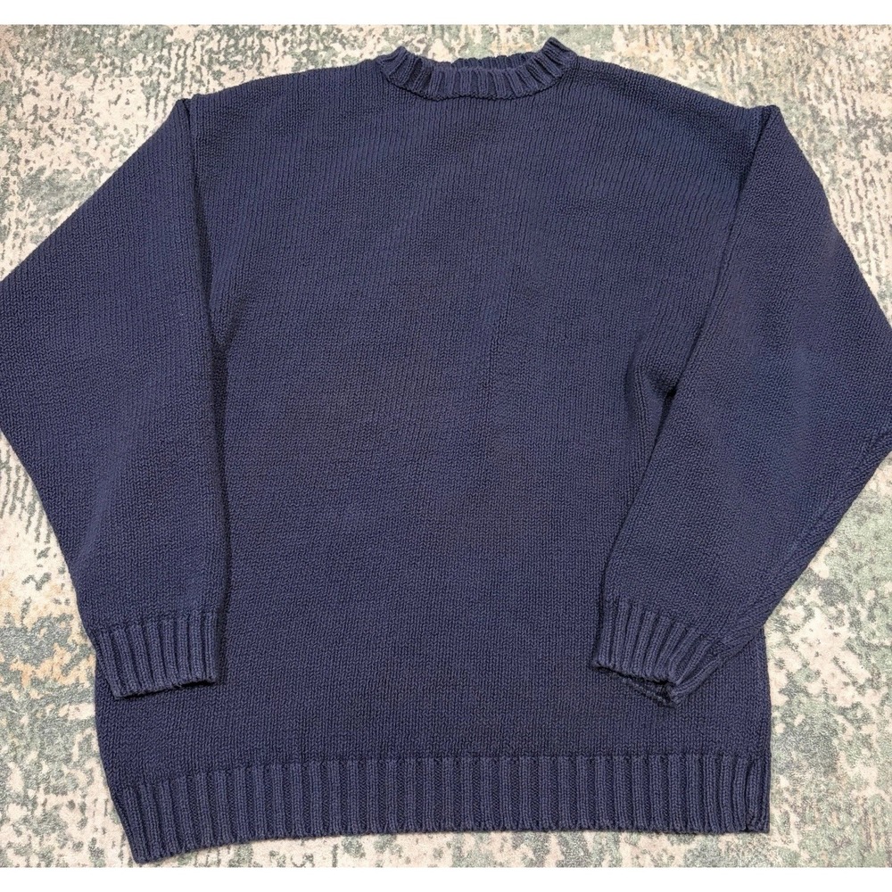 Vintage 90s Banana Republic Cotton Knit Sweater Mens Large Navy Crewneck Heavy